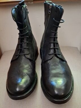 Untamed Street Sliane Black Men's Lace-Up Leather Boots with Side Zip_1